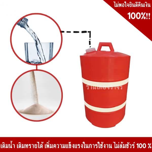 แผงกั้นพลาสติกบรรจุน้ำทรงกระบอก คาดแถบสะท้อนแสงสีขาว 2 แถบ