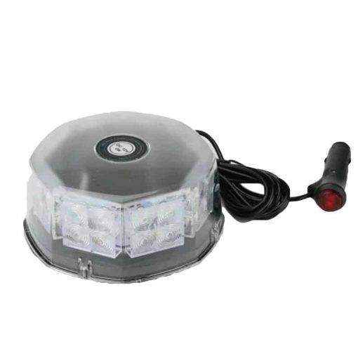 ไฟหมุน LED 8 เหลี่ยม 15x6.5 Cm. ฐานแม่เหล็ก ติดหลังคารถ ปรับได้ 7 จังหวะ