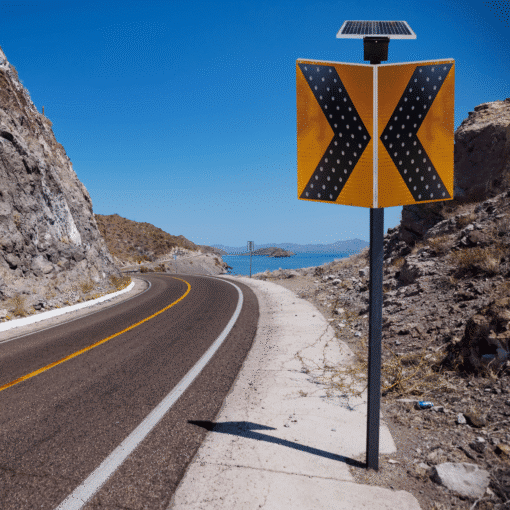 ป้ายไฟเตือนทางโค้งพลังงานแสงอาทิตย์