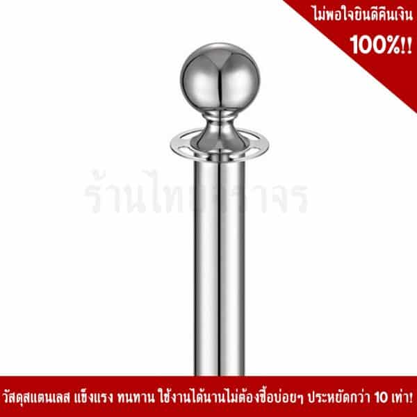 เสากั้นทางเดินสแตนเลส หัวกลม สีเงิน ชนิดสายคล้อง ความสูง 90 Cm. ฐานขนาด 32 Cm. (ราคาต่อต้น) - Image 2