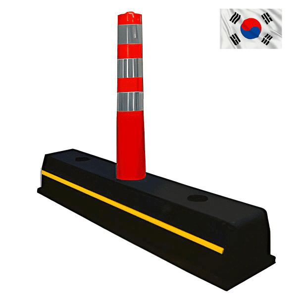 เสาล้มลุกแบ่งเลนพร้อมฐานยาง