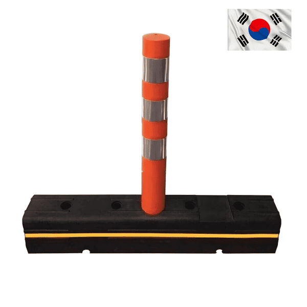 เสาล้มลุกแบ่งเลนพร้อมฐานยาง