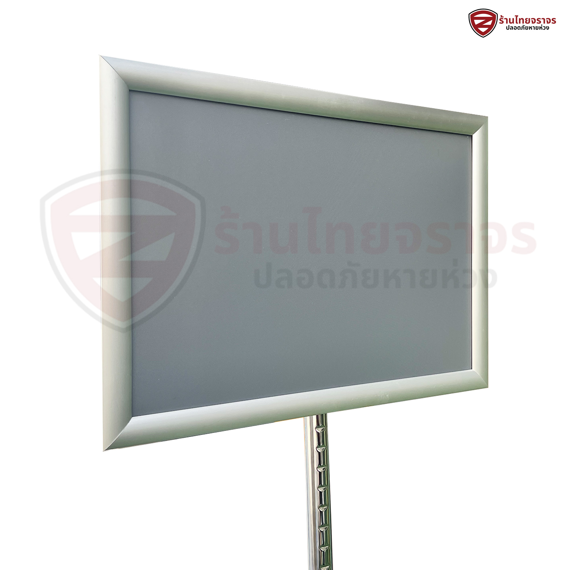 ขาตั้งโปสเตอร์ วัสดุเสาเเละฐานเป็นเหล็กชุบโครเมียม กรอบป้ายเป็นวัสดุอลูมิเนียม ชนิดปรับได้ ขนาด A3 ความสูง: 80-104 Cm. (ปรับได้) ฐาน: 25 Cm .หลังเทา - Image 6