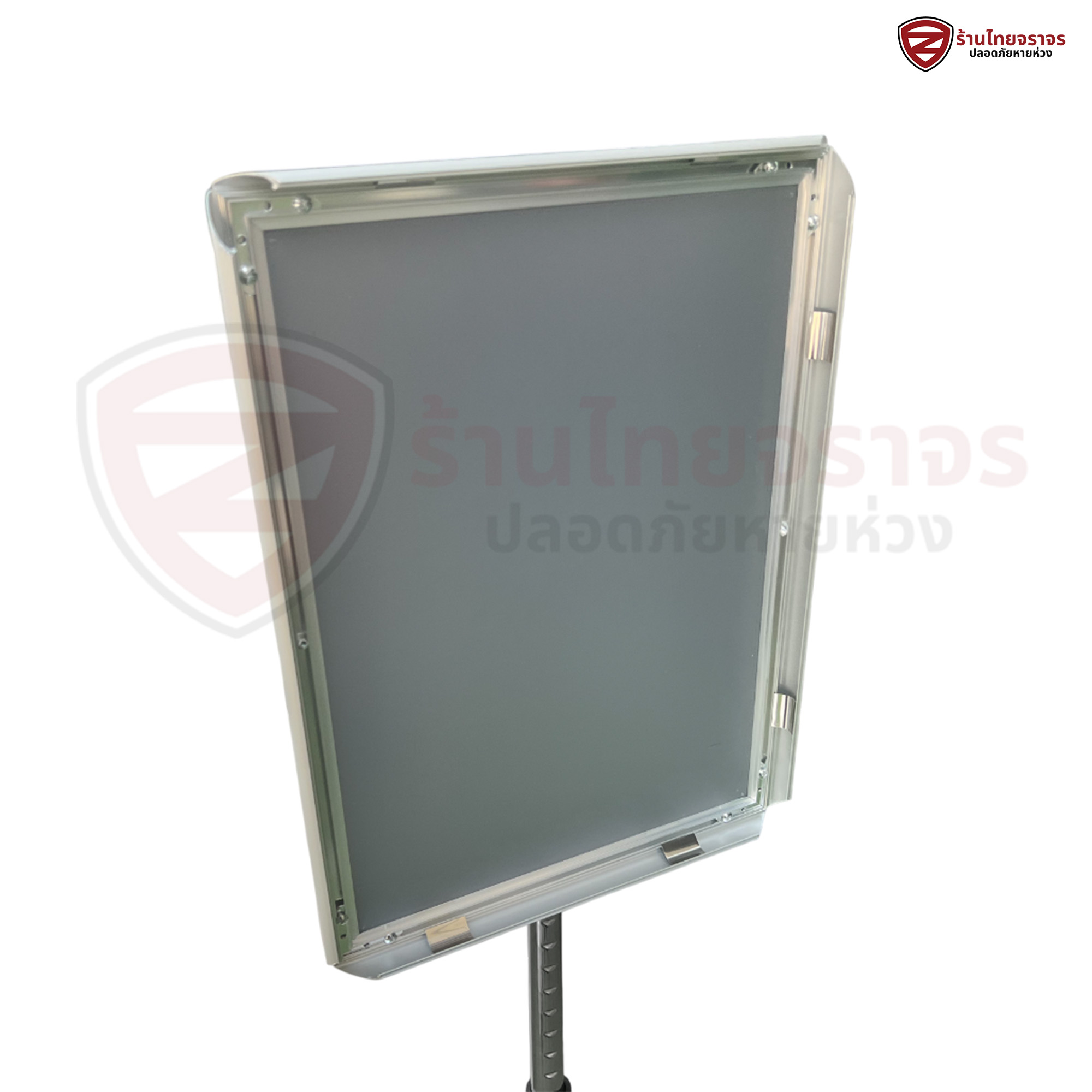 ขาตั้งโปสเตอร์ วัสดุเสาเเละฐานเป็นเหล็กชุบโครเมียม กรอบป้ายเป็นวัสดุอลูมิเนียม ชนิดปรับได้ ขนาด A3 ความสูง: 80-104 Cm. (ปรับได้) ฐาน: 25 Cm .หลังเทา - Image 7