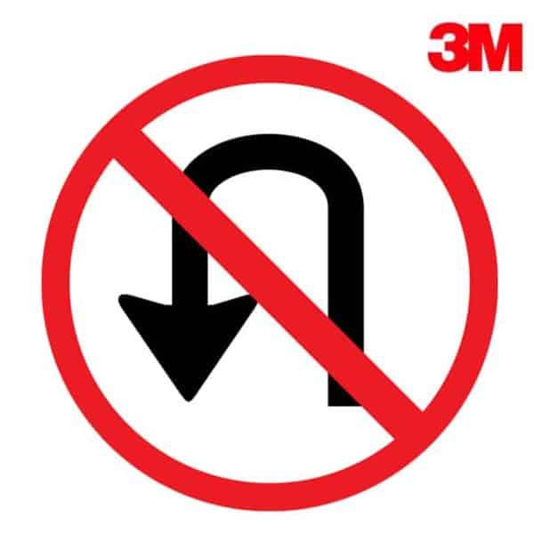 ป้ายห้ามกลับรถไปทางซ้าย บ.7 สะท้อนแสง 3M