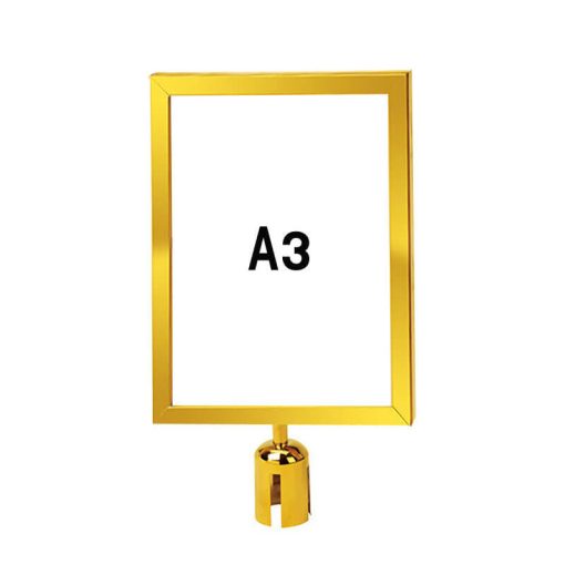 ป้ายข้อความหัวเสากั้นทางเดินสีทองขนาดA3