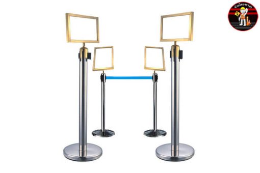 ป้ายข้อความหัวเสากั้นทางเดินสีทอง