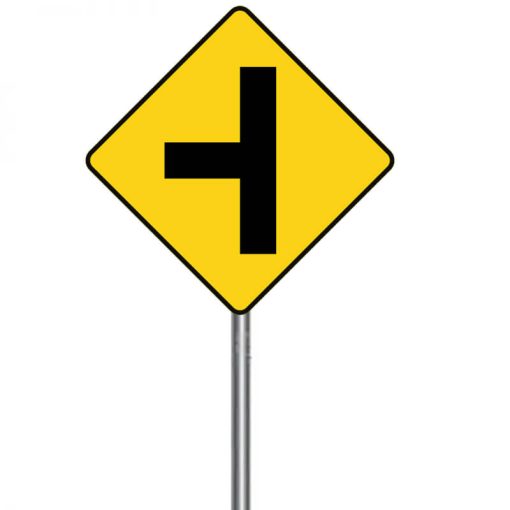 ป้ายเตือนทางแยกทางเอกทางซ้าย