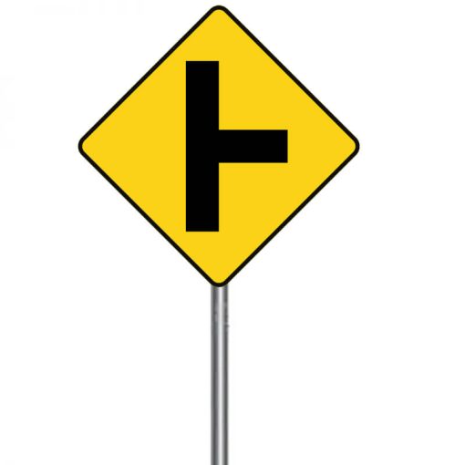 ป้ายเตือนทางแยกทางเอกทางขวา