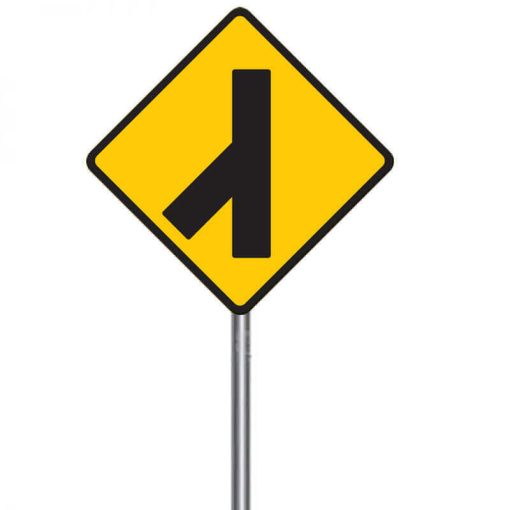 ป้ายเตือนทางโทเชื่อมทางเอกจากซ้าย