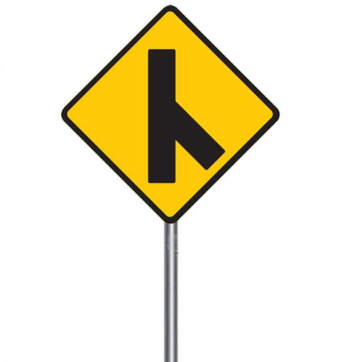 ป้ายเตือนทางโทเชื่อมทางเอกจากขวา