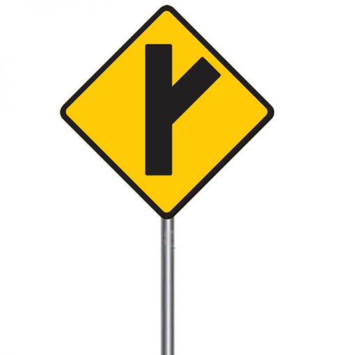 ป้ายเตือนทางโทแยกทางเอกทางขวารูปตัววาย