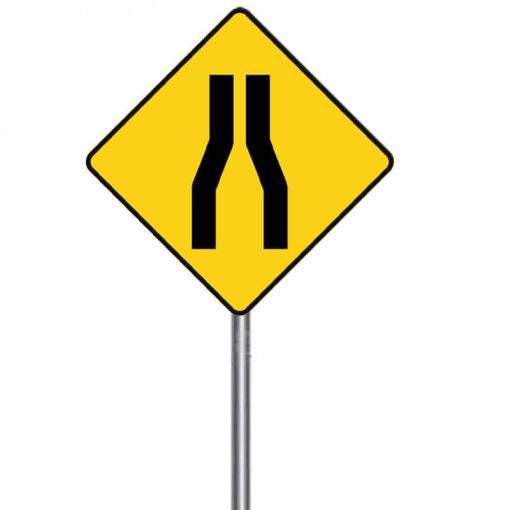 ป้ายเตือนทางแคบลงทั้งสองด้าน