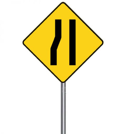 ป้ายเตือนทางแคบด้านซ้าย