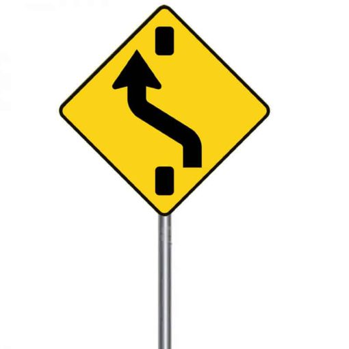 ป้ายเตือนให้เปลี่ยนช่องจราจรซ้าย