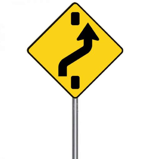 ป้ายเตือนให้เปลี่ยนช่องจราจรขวา