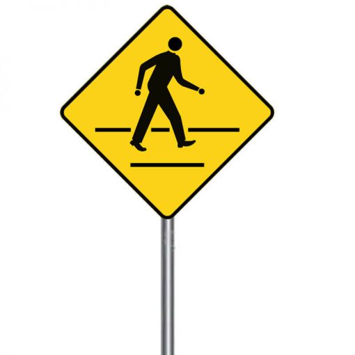 ป้ายเตือนระวังคนข้ามถนน