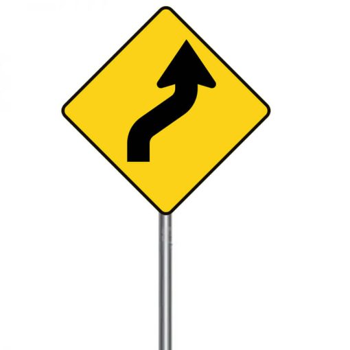 ป้ายเตือนทางโค้งกลับเริ่มขวา