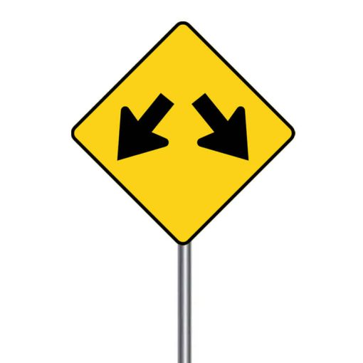 ป้ายเตือนเครื่องหมายลูกศรคู่