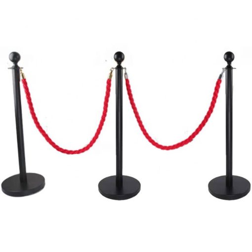 เสากั้นทางเดินสแตนเลสหัวกลมสีดำ