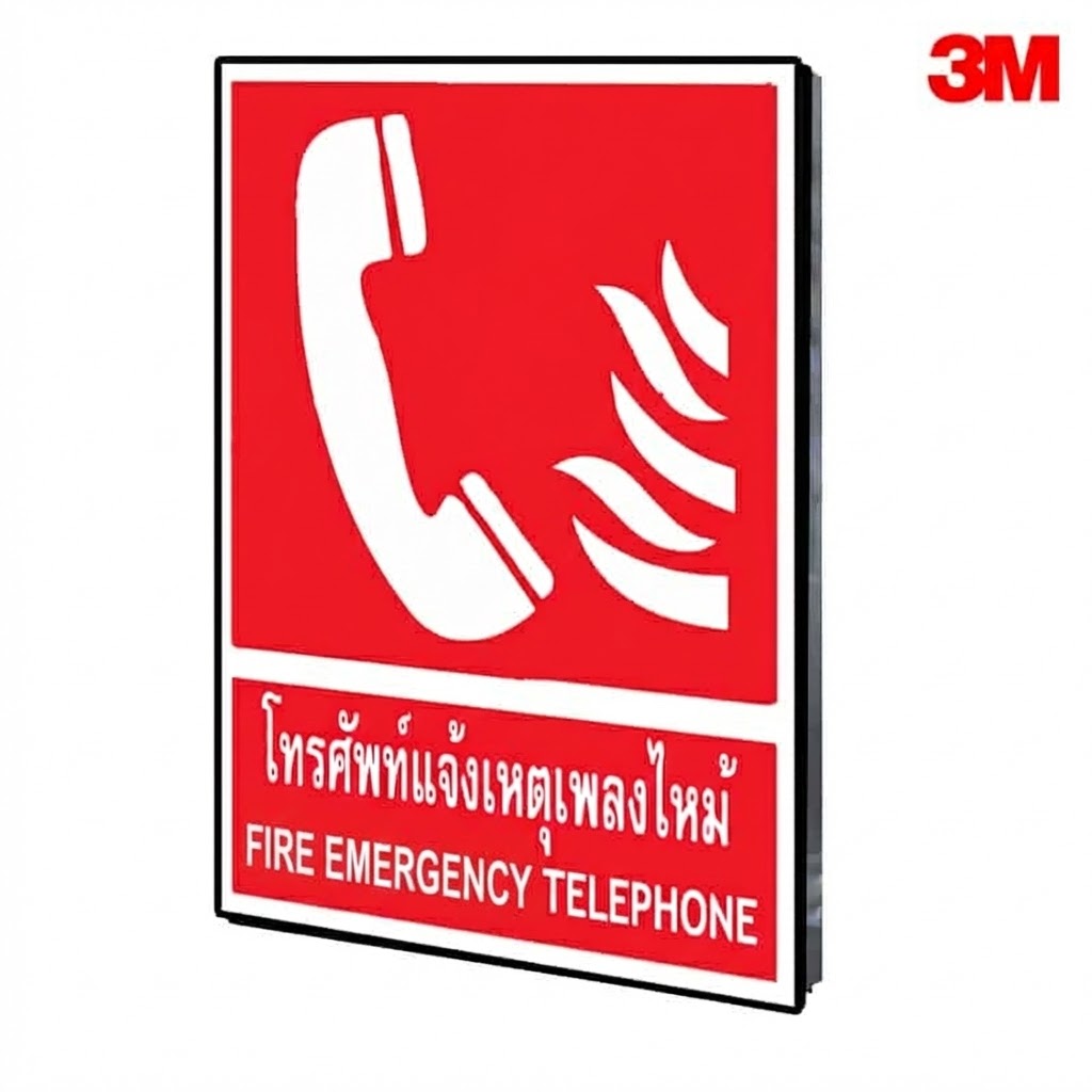 ป้ายโทรศัพท์แจ้งเหตุเพลิงไหม้ FE-06 สะท้อนแสง 3M - Image 2