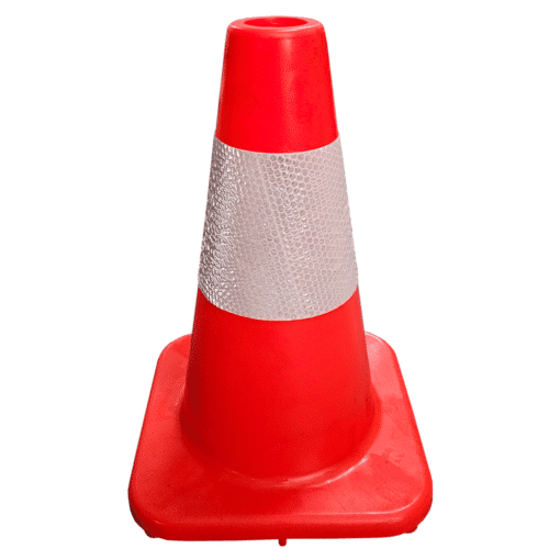 กรวยจราจร ขนาด 30 Cm. คาดแถบสะท้อนแสง 1 แถบ วัสดุ PVC