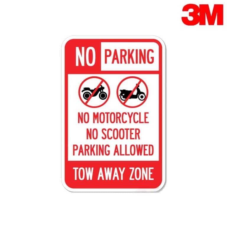 ป้ายห้ามจอดมอเตอร์ไซค์ ห้ามจอดสกู๊ตเตอร์ สะท้อนแสง 3M