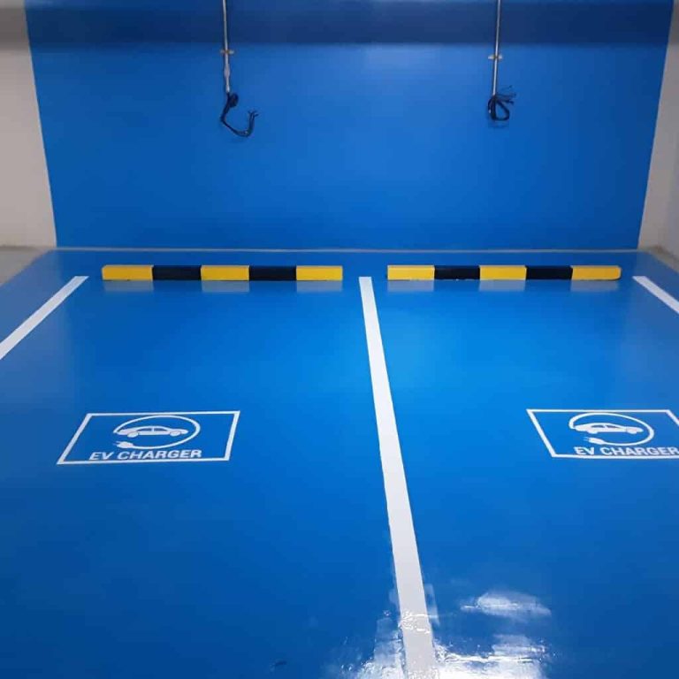 รับทำสีช่องจอดรถยนต์ EV