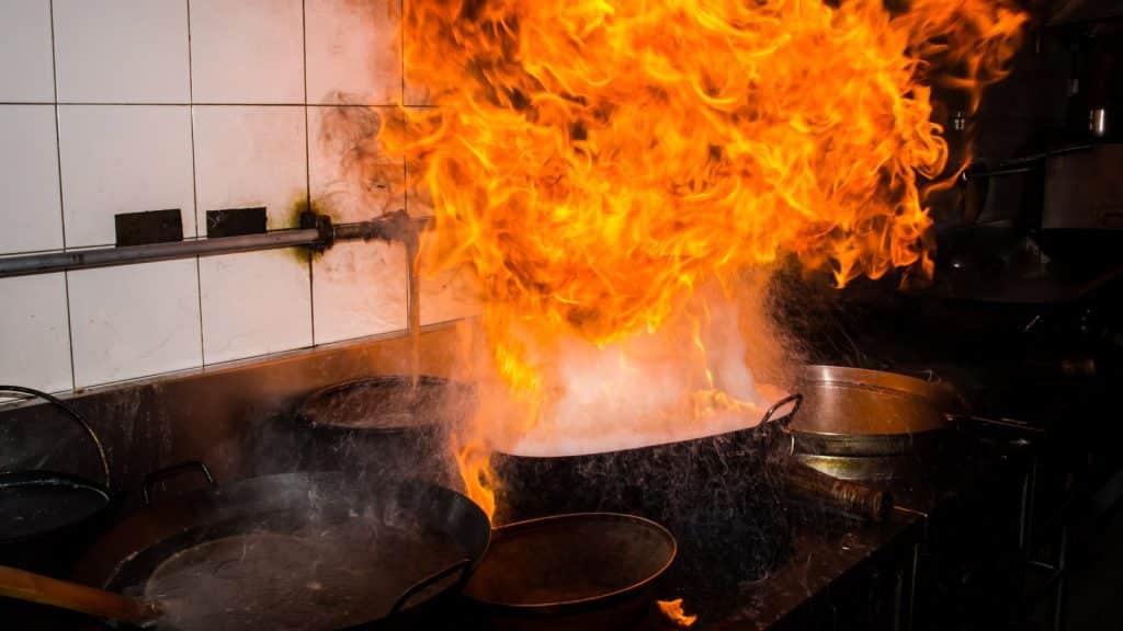fire caused by cooking oil