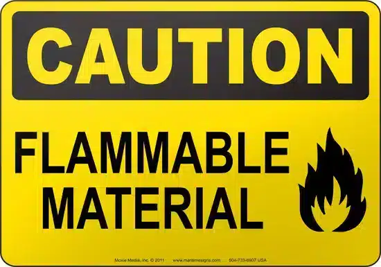 Caution flammable sign