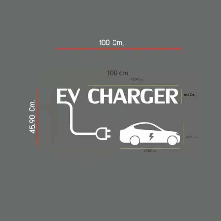 แผ่นติดถนน จุดชาร์จ EV แบบที่ 21 พื้นหลังโปร่งใส ตัวโลโก้ขนาด 100x12.3 Cm. + ตัวอักษรขนาด 100x49.1 Cm. มาตรฐานญี่ปุ่น