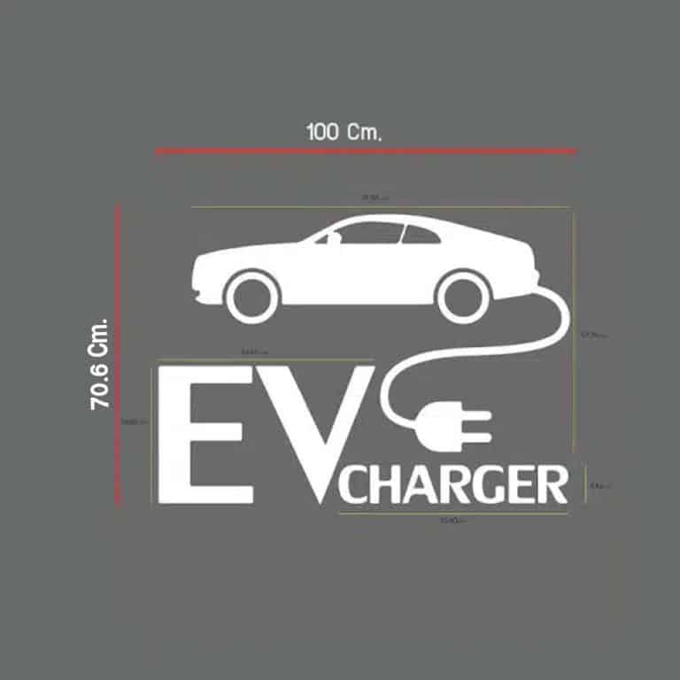 แผ่นติดถนน จุดชาร์จ EV แบบที่ 18 พื้นหลังโปร่งใส ขนาด 100x70.6mm. มาตรฐานญี่ปุ่น