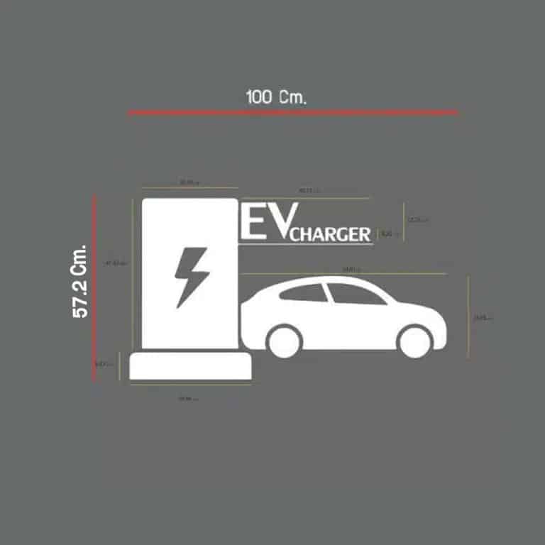 แผ่นติดถนน จุดชาร์จ EV แบบที่ 22 พื้นหลังโปร่งใส ตัวโลโก้ขนาด 100x57.2 Cm. มาตรฐานญี่ปุ่น