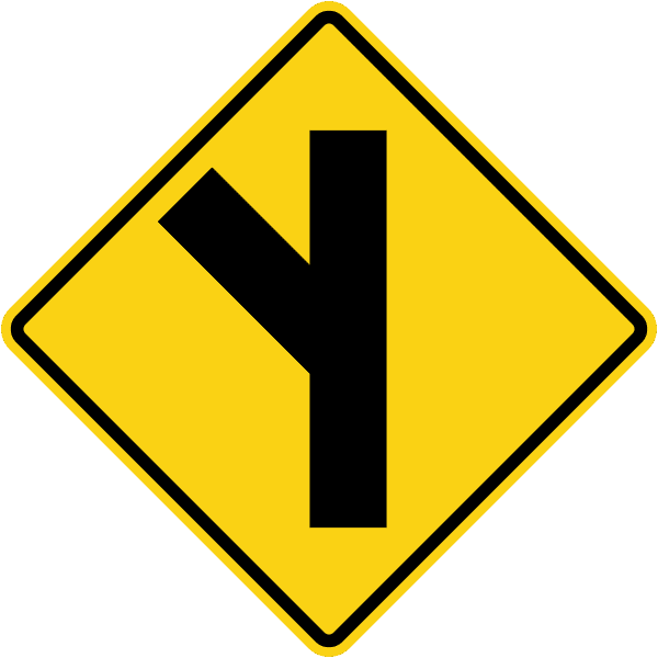 The main road sign connects the main road from the right.