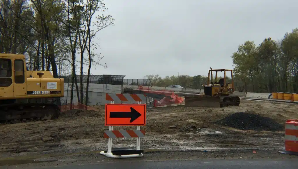 Entrance and exit of the construction area