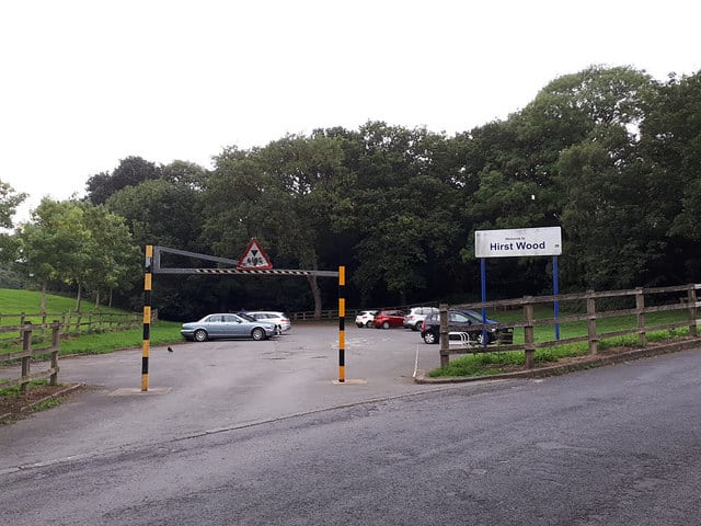 Wooden barrier to the entrance to the car park