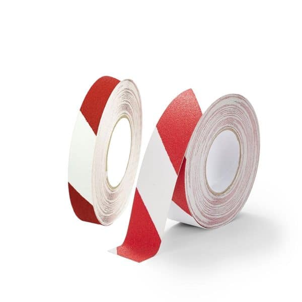 เทปกันลื่น "สีแดง-ขาว" สำหรับติดพื้นผิวเรียบ ยาว 18 เมตร