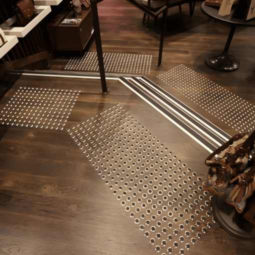 ปุ่มทางเดินคนพิการสแตนเลสแนวจุด