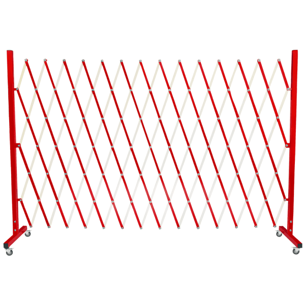 แผงกั้นเหล็กยืดหดได้ สีขาว-เเดง สูง 150 ซม ยืดได้ 40-400 ซม.