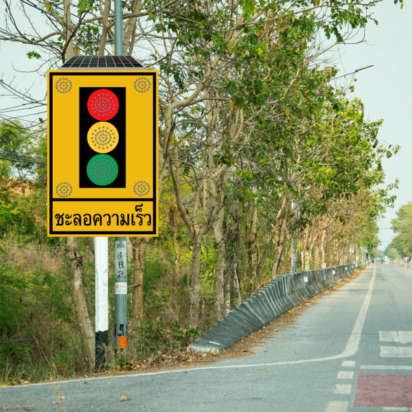 ป้ายเตือนไฟกระพริบชะลอความเร็ว