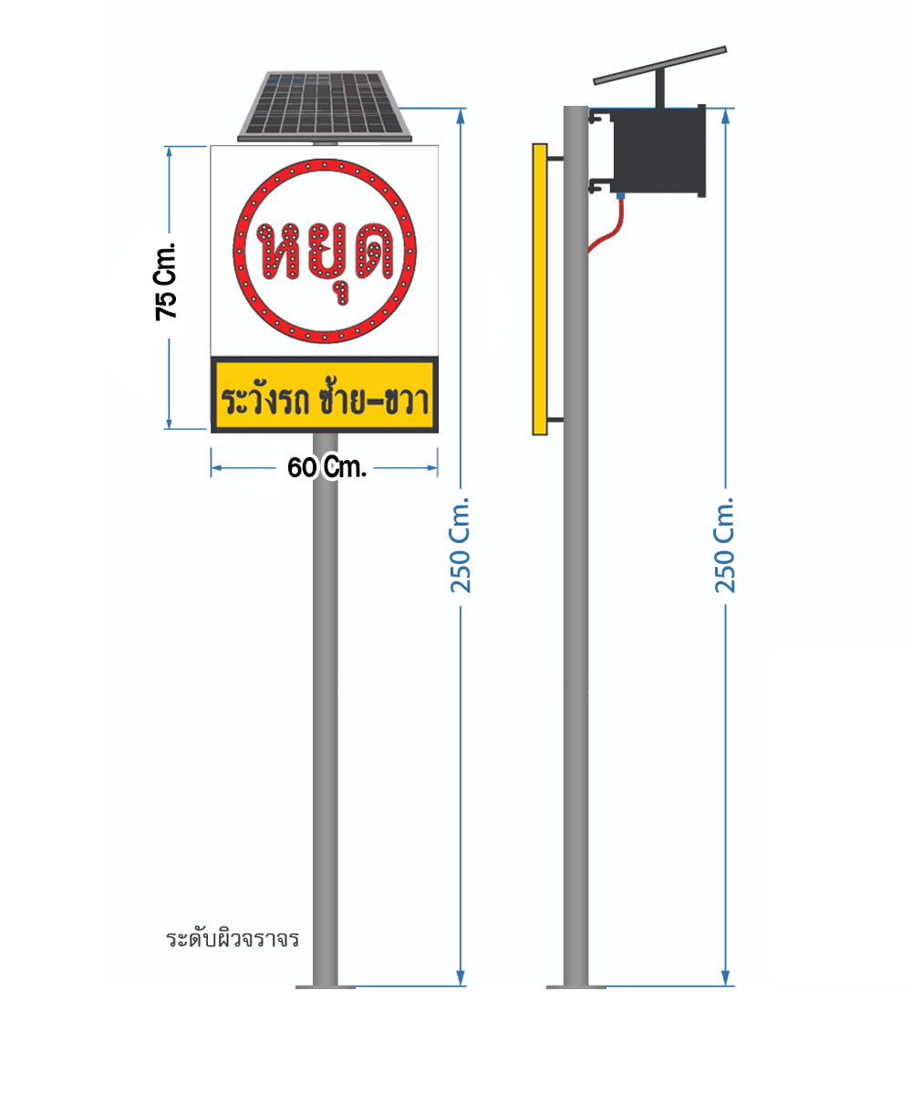ป้ายไฟกระพริบหยุดระวังรถ ซ้าย-ขวา