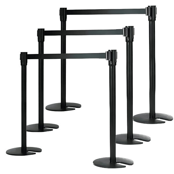 เสากั้นทางเดินสีดำชนิดเก็บฐานได้