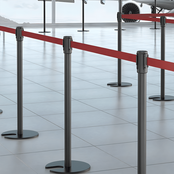 เสากั้นทางเดินสีดำชนิดเก็บฐานได้