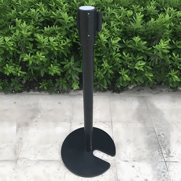 เสากั้นทางเดินสีดำชนิดเก็บฐานได้