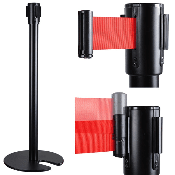 เสากั้นทางเดินสีดำชนิดเก็บฐานได้