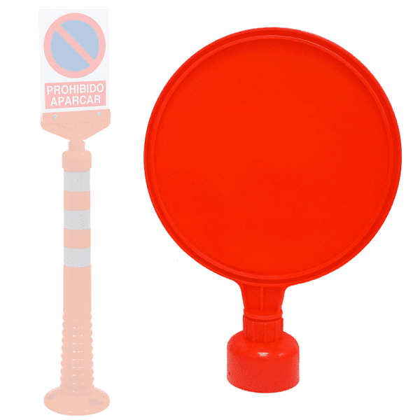 ป้ายพลาสติกวงกลมครอบหัวเสาจราจร ขนาดเส้นผ่านศูนย์กลาง 28 Cm.(ราคาไม่รวมสติ๊กเกอร์)