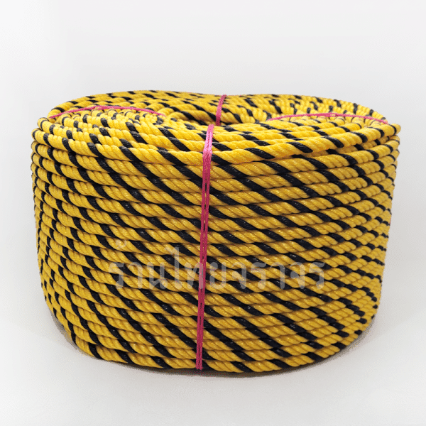 เชือกโปลีลอยน้ำ สีเหลืองคาดดำ ขนาด 8,10,12 มิล. ยาว 200 เมตร