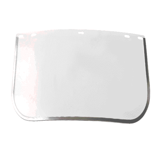 กระบังหน้าใส ใช้ร่วมกับโครงอลูมิเนียม สำหรับติดตั้งกับหมวกเซฟตี้ ขนาด 40x20 Cm