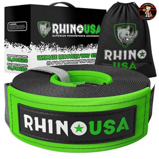 เชือกลากรถ RHINO USA เชือกสีดำ-ป้ายสีเขียว