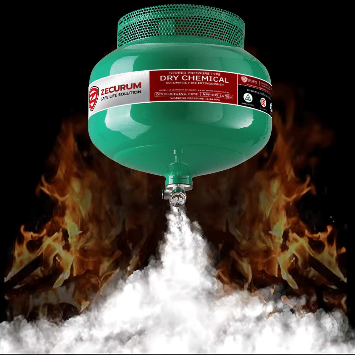 เครื่องดับเพลิง ZECURUM ชนิด AUTO น้ำยาเหลวระเหย (BF2000) ขนาด 15 ปอนด์ - Image 5
